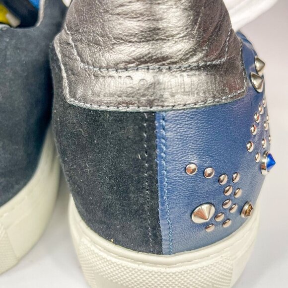 Zadig and Voltaire Tricolor Studded Leather and Suede Jungle Clous Sneakers Size - Picture 6 of 12